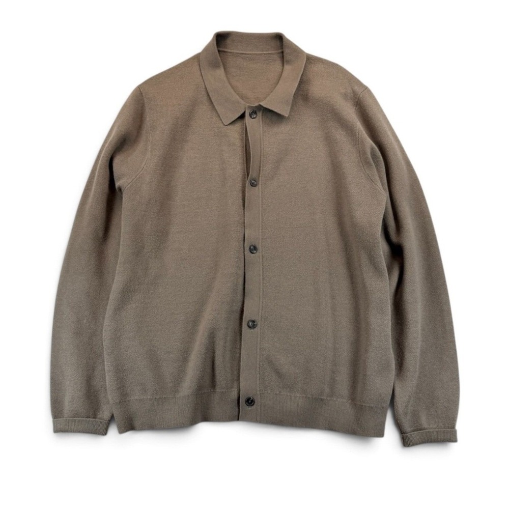 Open Edit Men's Brown Collared Button Front Knit Cardigan NWOT